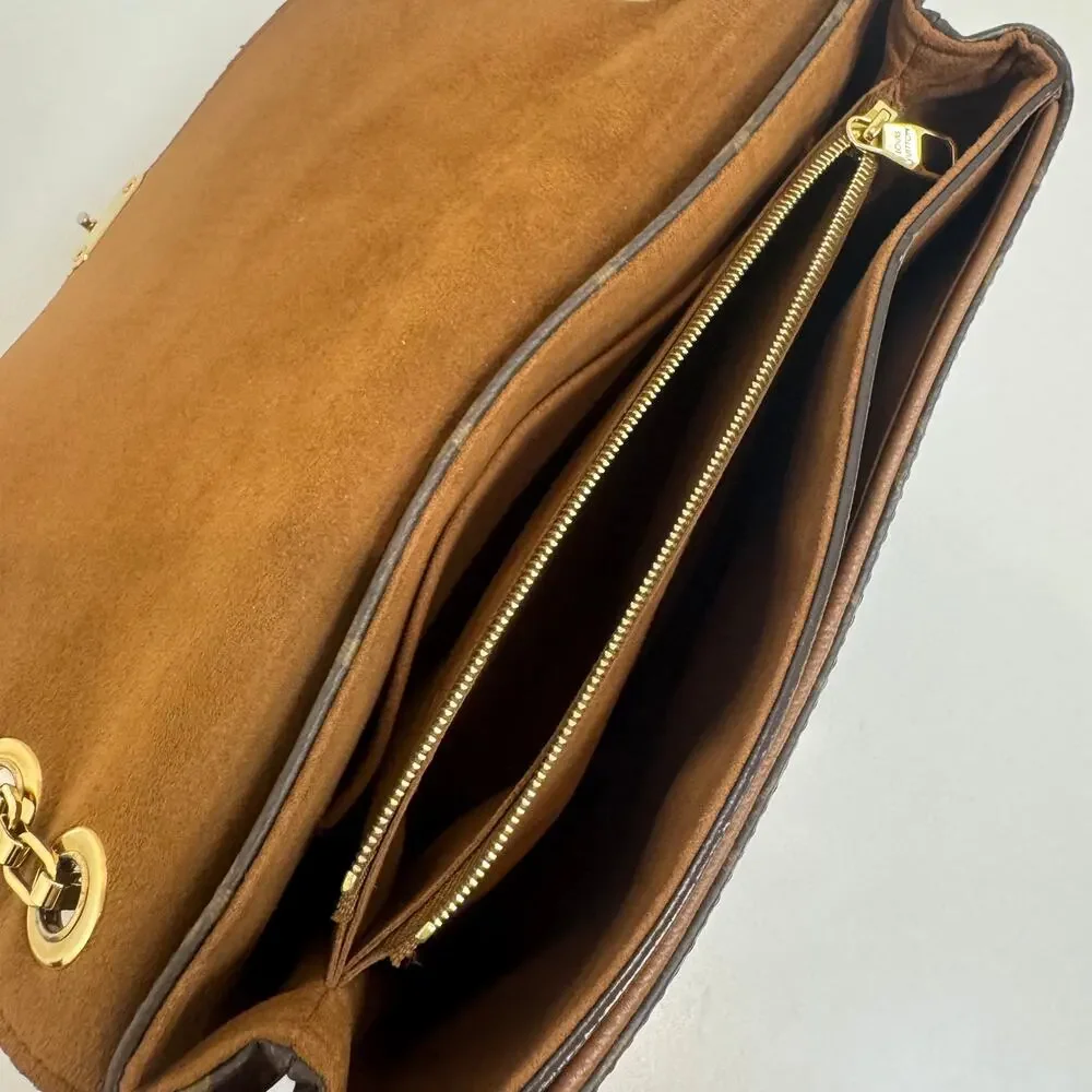 Louis Vuitton Havane Brown Monogram Pallas Shoulder Bag Gold LV Chain Crossbody
